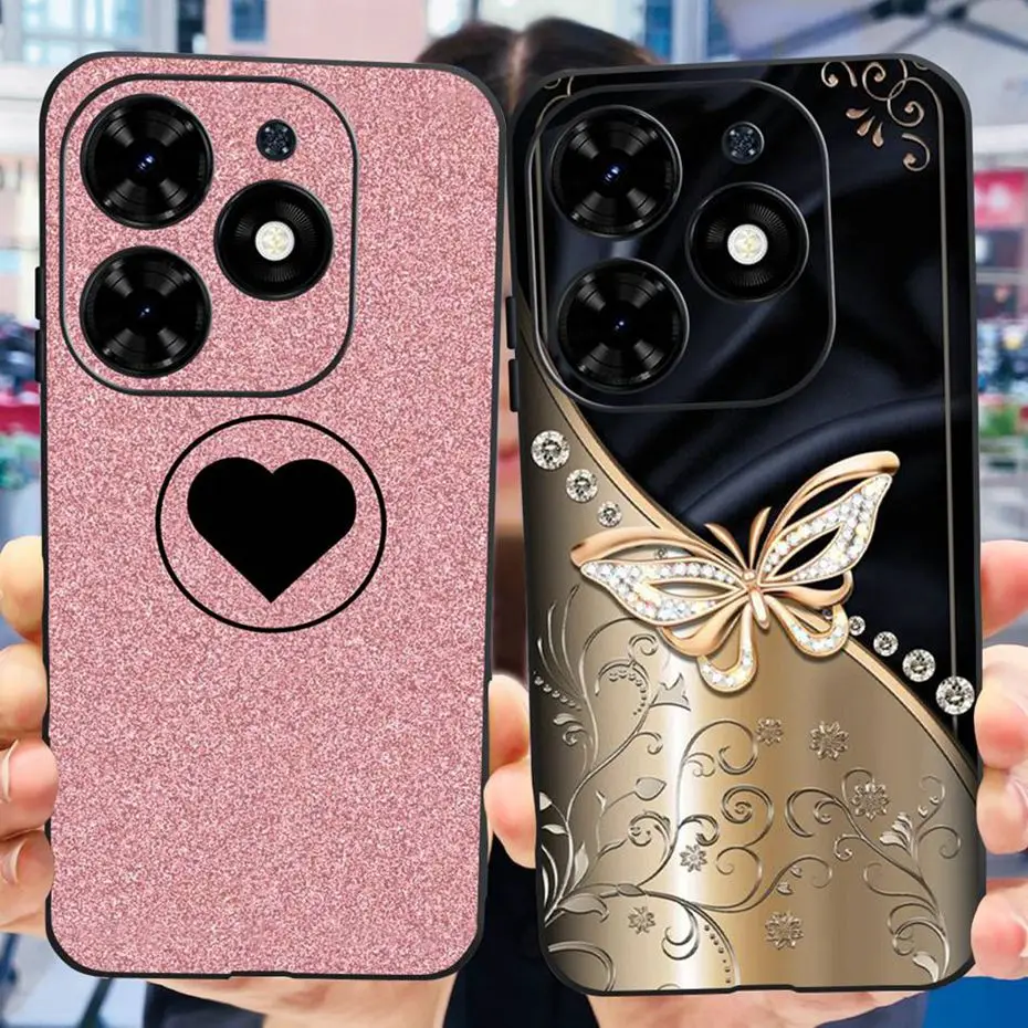 Case For Tecno Spark Go 2024 Cute Flower Cat Painted Phone Bumper For Tecno Spark Go (2024) BG6 Soft Silicon TPU Back Cover