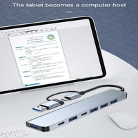 1 To 7 Type-c Expansion Dock Hub Splitter Multi Interface 7-in-1 USB Splitter Multifunctional Grey Type-C Docking Station