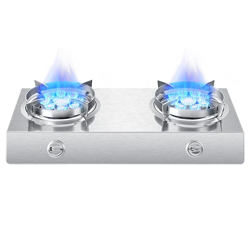 Gas double stove desktop nine-chamber fierce fire stove old-fashioned stainless steel double stove liquefied gas, natural gas