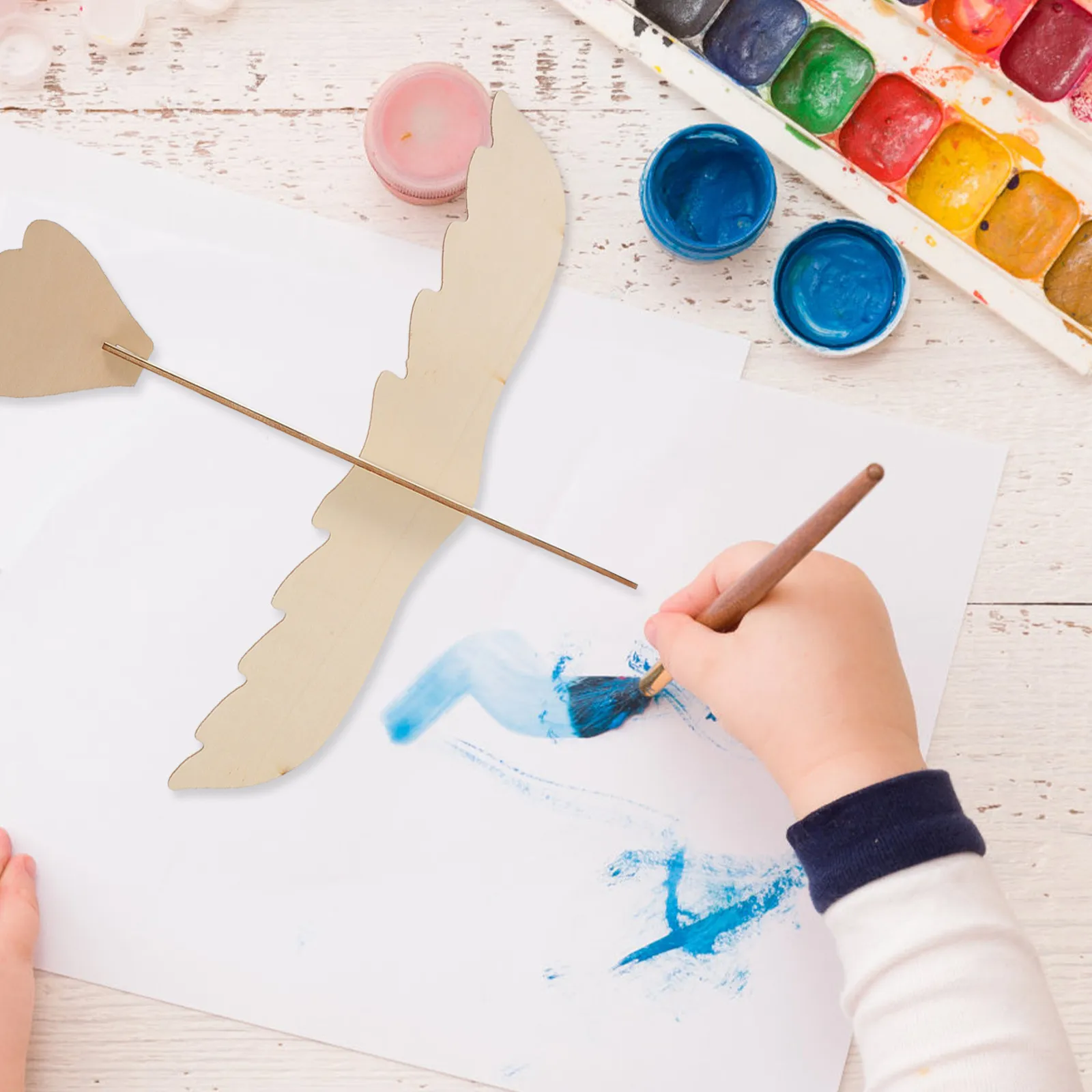 

6Pcs Eagle-Shaped Wooden Assembly Craft Set for Children Early Learning Painting Activity Handmade Decorative Art Piece Wood