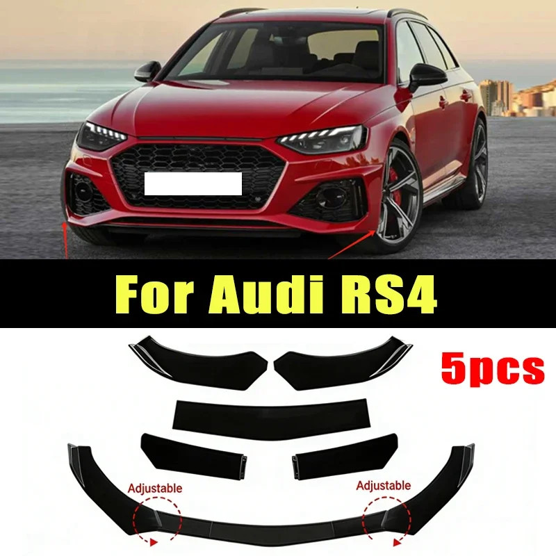 

5Pcs ABS Material Universal Car Front Bumper Separator Bumper Lip Body Kit Duck Lip Separator For Audi RS4 Car Accessories