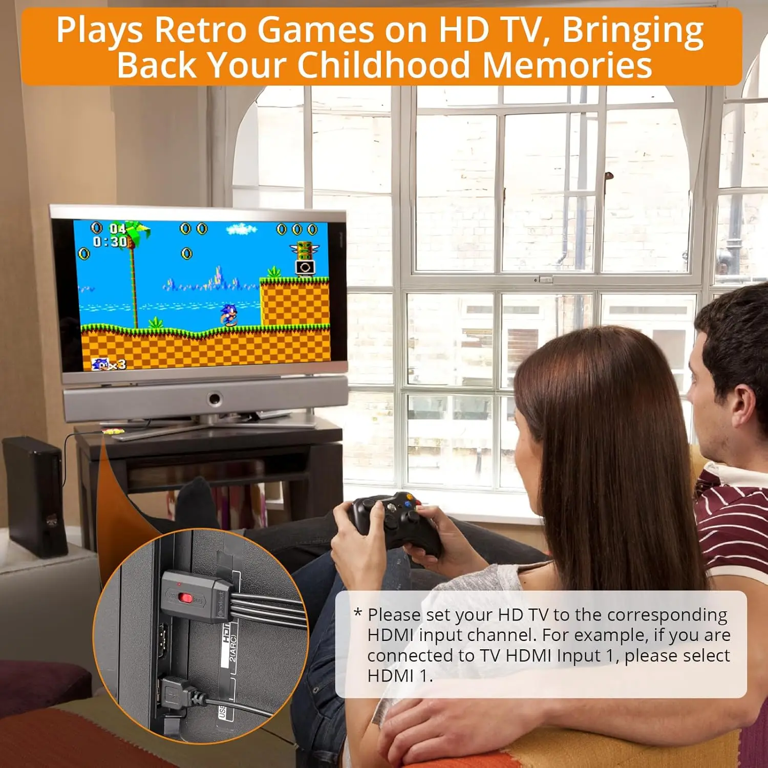 Neoteck RCA to HDMI Converter,60cm,Aspect Ratio Conversion,Built-in AV Cable,Compatible with Wii/PS2/N64,NTK233.