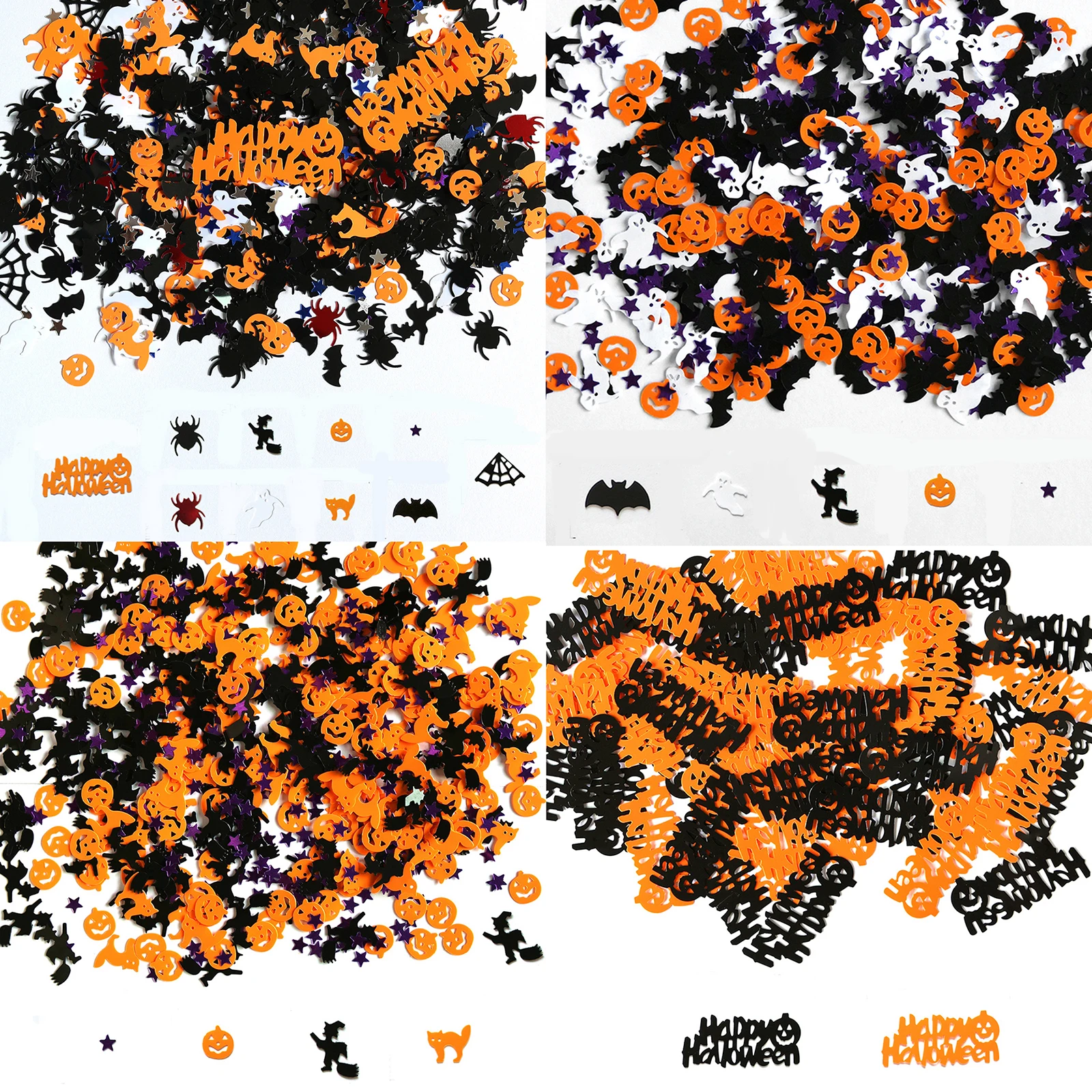 Confettis d'Halloween à paillettes, 15 g/ensemble, décorations dispersées, citrouille pour fête d'Halloween