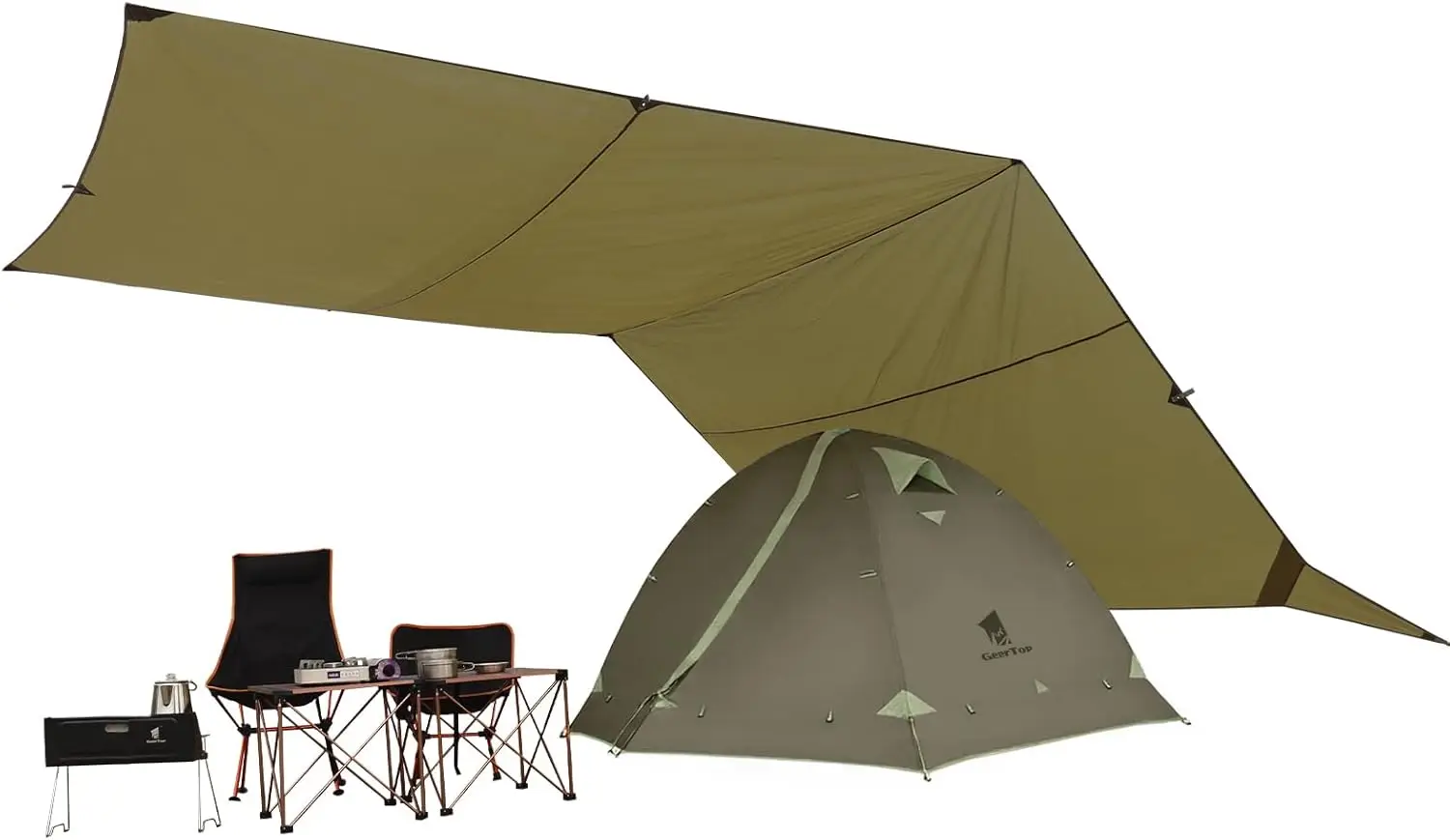 

17x10ft Camping Tarp Waterproof Flame Retardant Rain Fly for Hammock Tent Hiking Picnic (Poles Not Included)