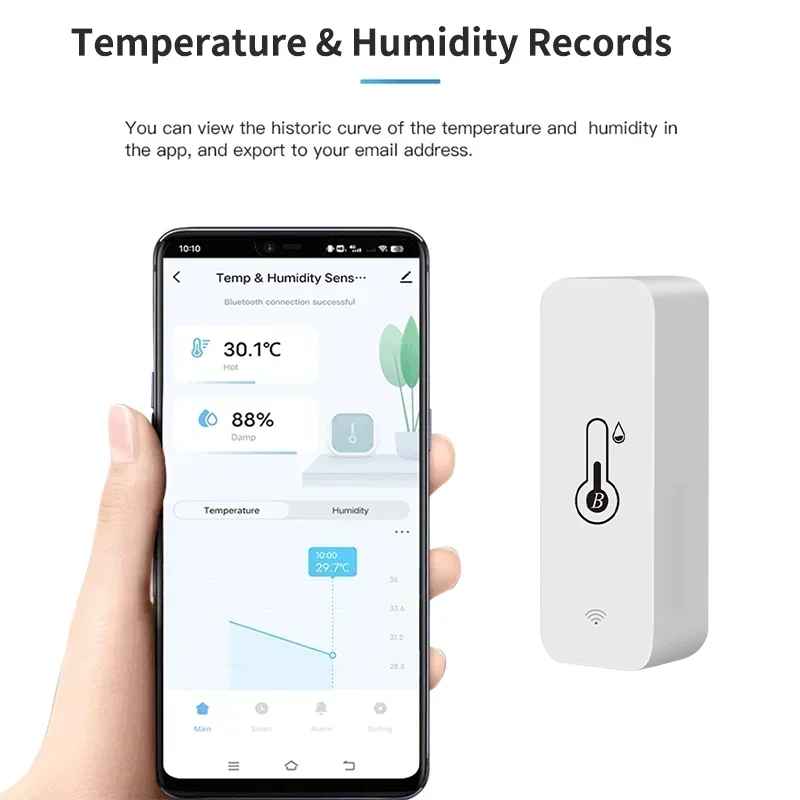 Tuya BT inteligentny czujnik temperatury i wilgotności kryty higrometr kompatybilny z Bluetooth pilot aplikacji współpracuje z Alexa Google Home