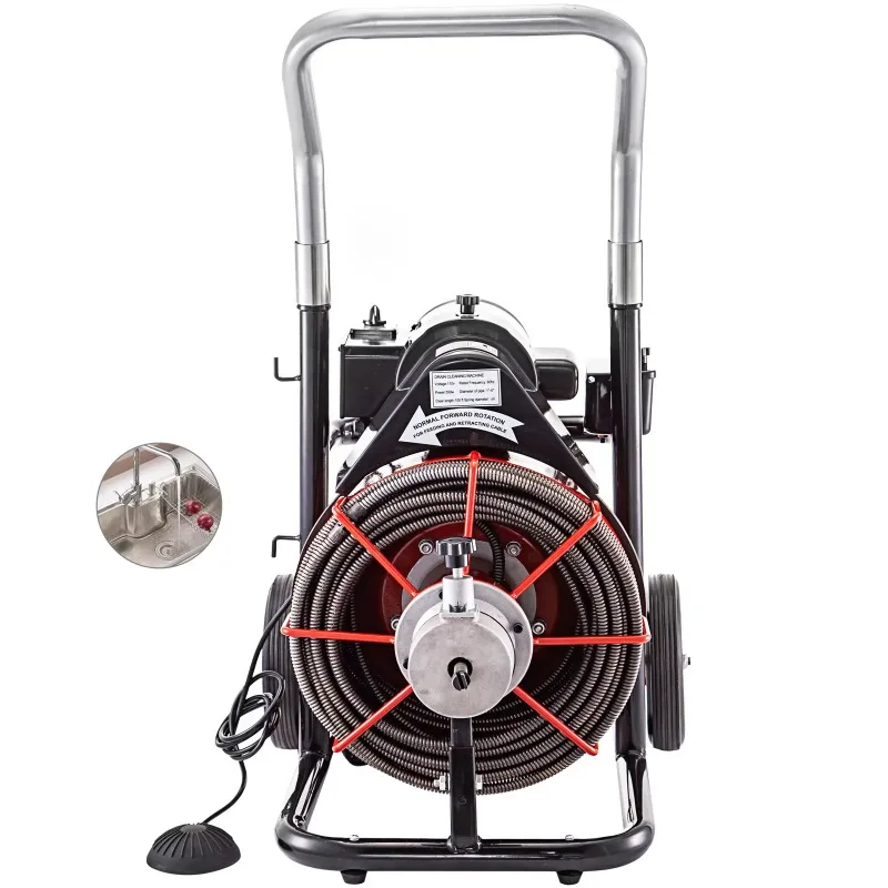2026 100 Ft/30 m Electric Drain Auger New Plastic Drain Cleaner Machine for Cold Water Cleaning