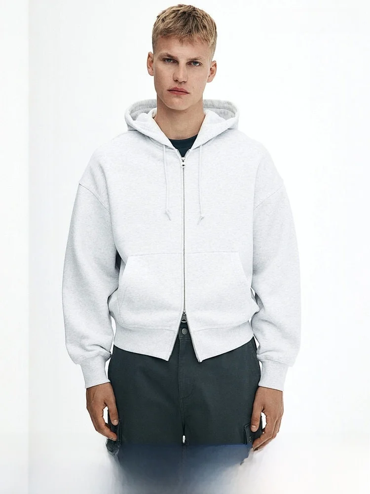 

Толстовка H&M с флисовой подкладкой, свободного кроя, утепленная, на молнии, летняя, унисекс, удобная повседневная толстовка с капюшоном
