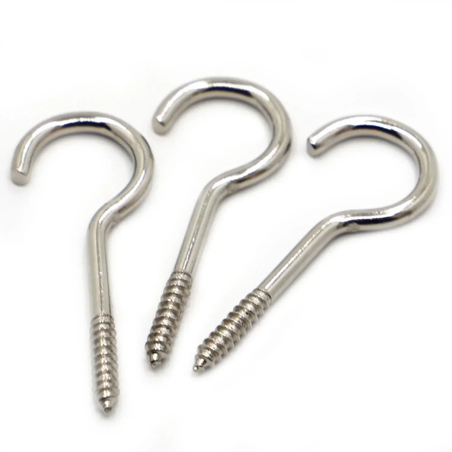 1#-14# Nickel Plated Carbon Steel Light Hook Ring Question Mark hooks Sheep Eye Hook Screws Wood Self-tapping Screw Hooking