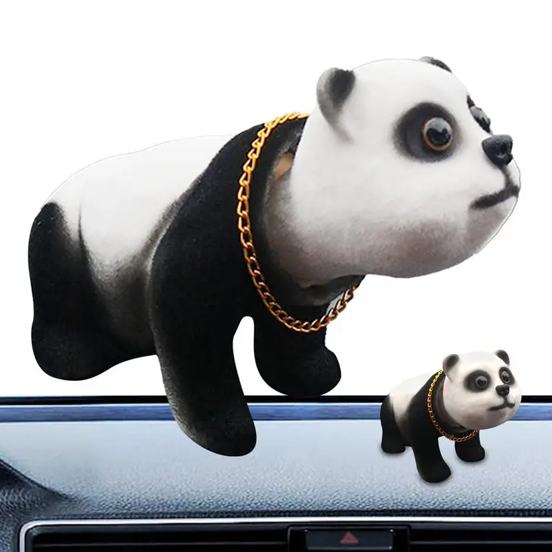 Panda Car Dashboard Decor Shaking Head Panda Toy Desktop Ornament Dashboard Craft For Home Car Vehicle Decoration