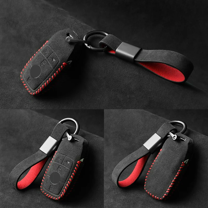 Alcantara suede car remote key case bag suitable for Mercedes Benz Maybach S GLS A B C M CLS E G GLB CLA GLE GLC R SL class AMG