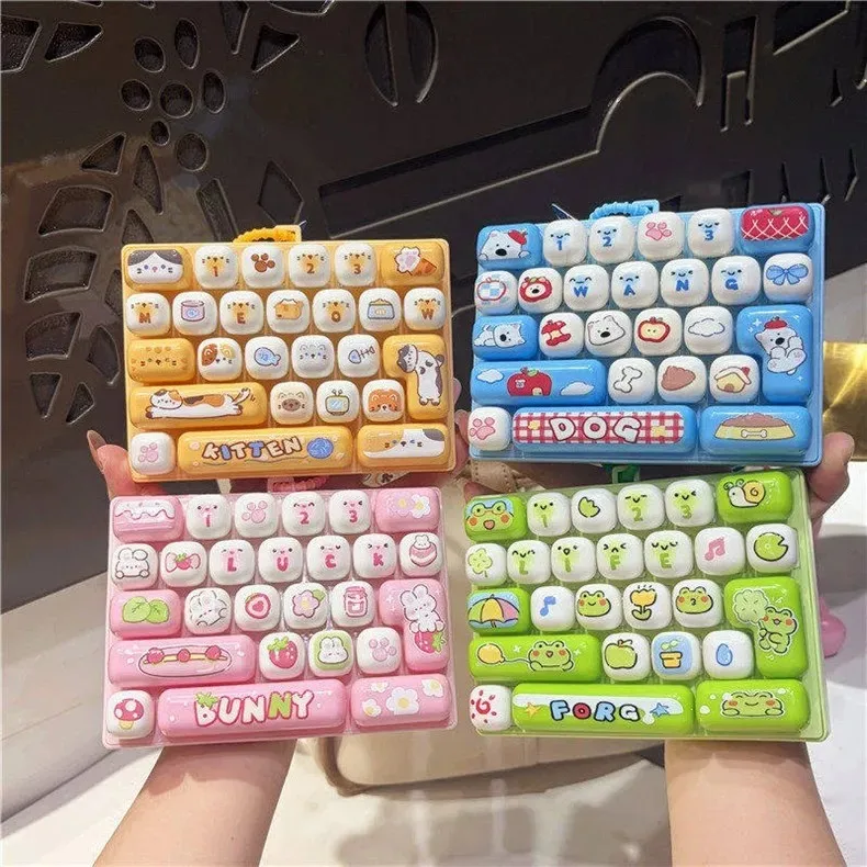 Cartoon Animal Diary 26 Grid Stress Relief Keyboard Keycap Keychain for Bags Backpacks Cars Teens Adults Couples Students Fun Gi