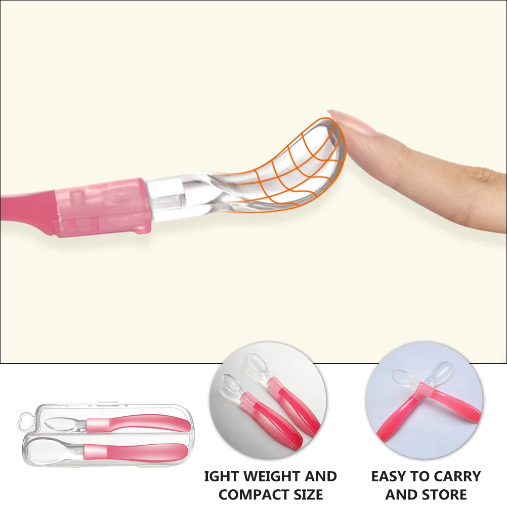 

1 set Baby Feeding Spoon Set Silicone Training Spoon For Infant Rice Paste Complementary Food Feeding Tool Kids Learning