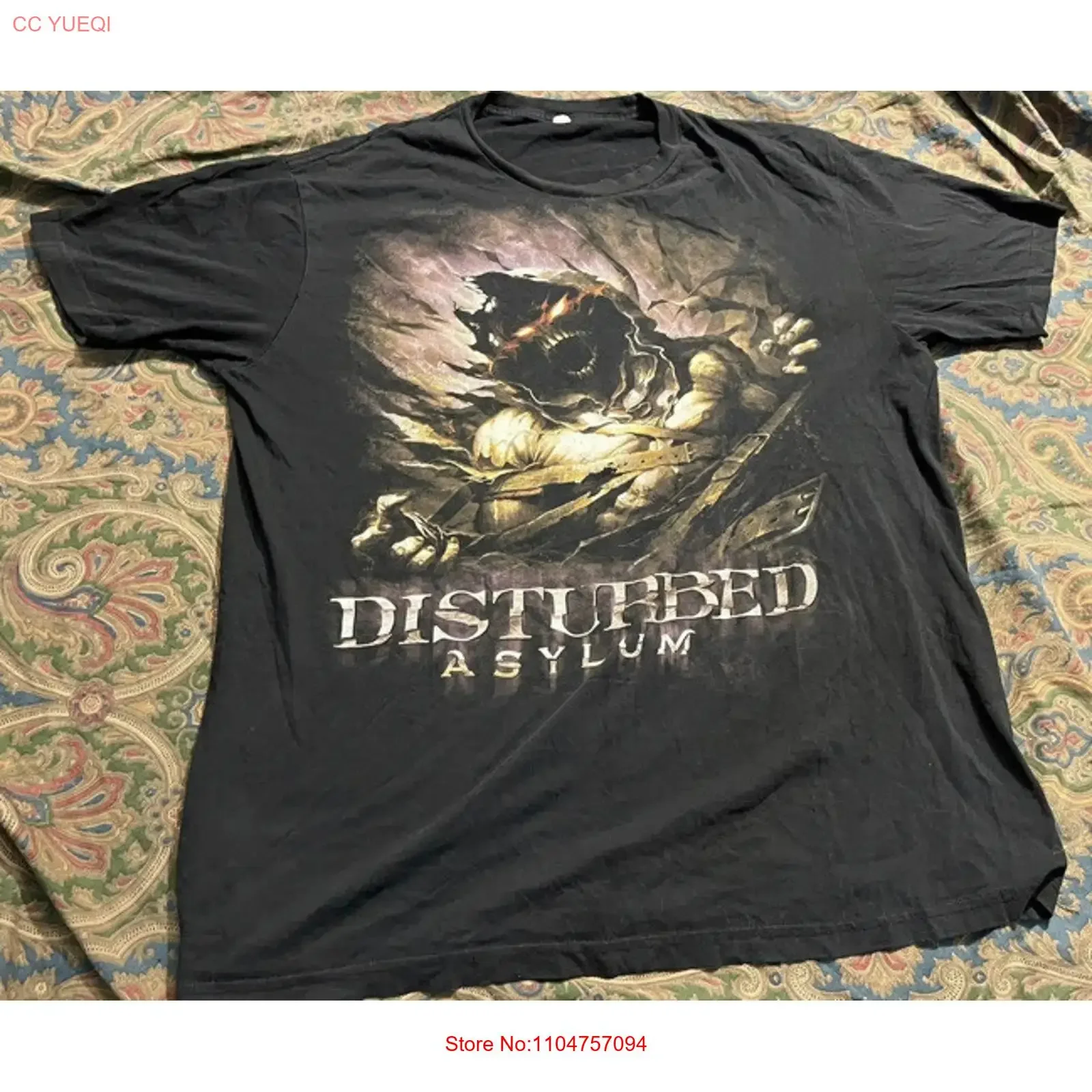 Disturbed asylum T Shirt L 2010 Rock Band Metal Read Cut vintage Washed Slightly Unisex Stylish Casual Soft Breathable