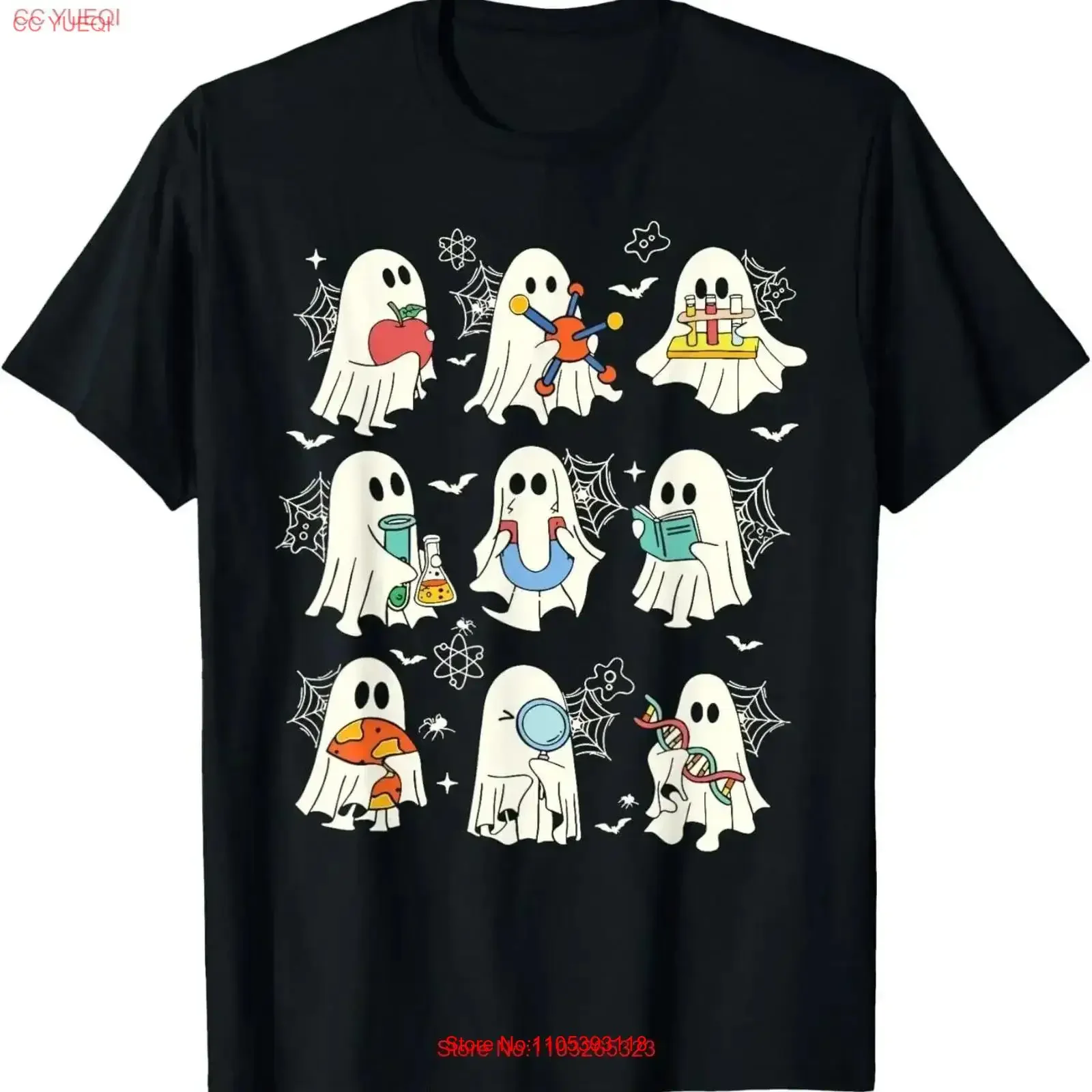 Retro Halloween Science Teacher Ghost Laboratory T Shirt vintage Washed Slightly Stretched Stylish Soft streetwear  vintage