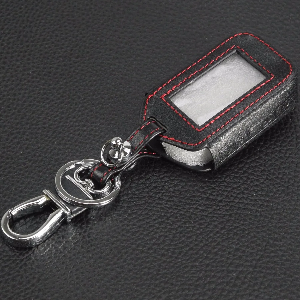 Jingyuqin 4 Buttons Remote Leather Key Cover Case Key Chain For Starline E60 E61 E62 E90 E91 2 Way Car Alarm System Remote