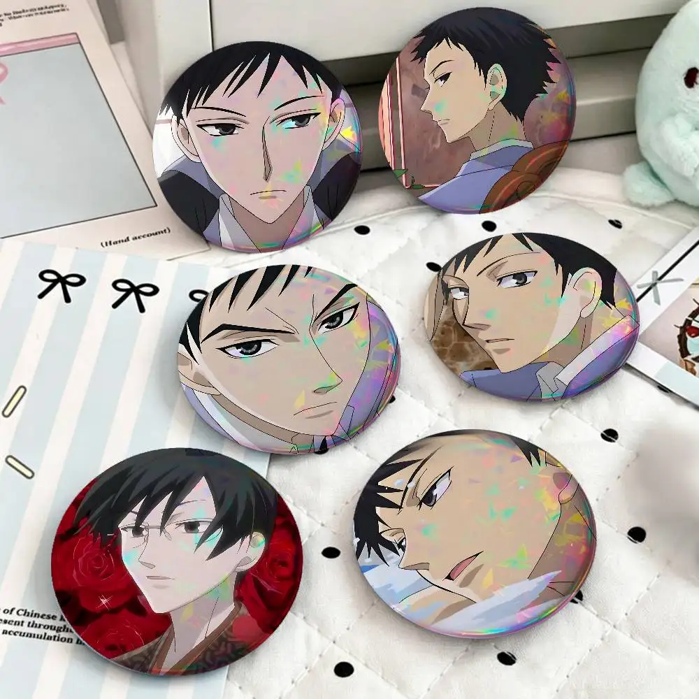 Anime T-Takashi M-Morinozuka For Badge Custom Laser Hologram Enamel Pin Badge Metal Lapel Brooch For Clothes Bag Accessory Gift