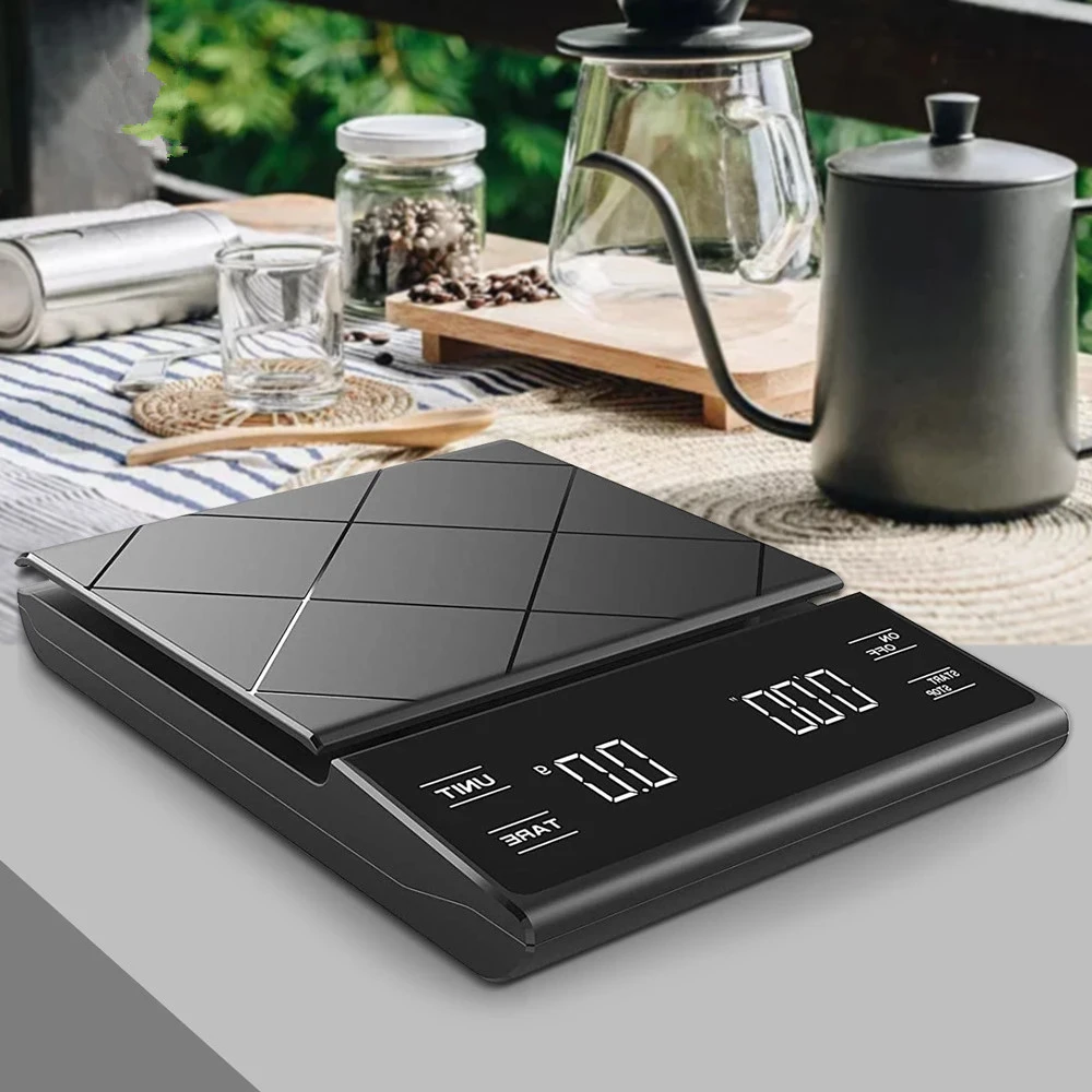 Smart Coffee Scale Kitchen Digital Electronic Scale with Timer Precision Jewelry Scale Household Weighing Food Balance 3KG-0.1g