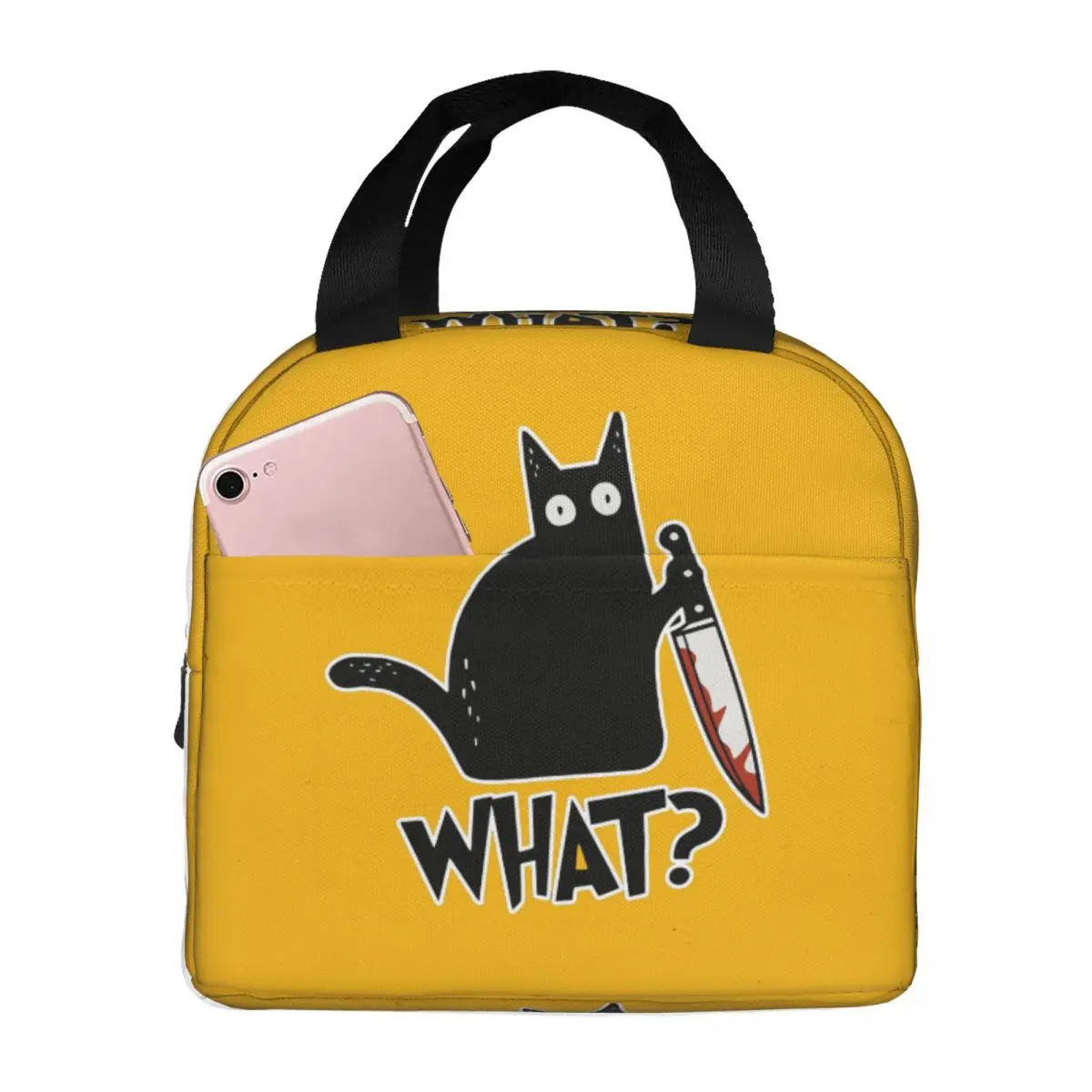 Cat What Murderous Black Cat With Knife Gift Premium Lunch Bags Insulated Bento Box Lunch Tote Picnic Bags Thermal Bag for Woman