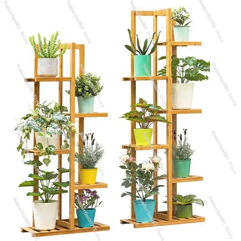 Bamboo 5 / 6  Tier  Plant Stand Rack Multiple Flower Pot Holder Shelf Indoor Outdoor Planter Display Shelving Unit For