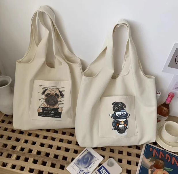 

Fashion trend hip-hop dog print handbag casual shoulder bag illustration girl backpack Harajuku canvas handbag