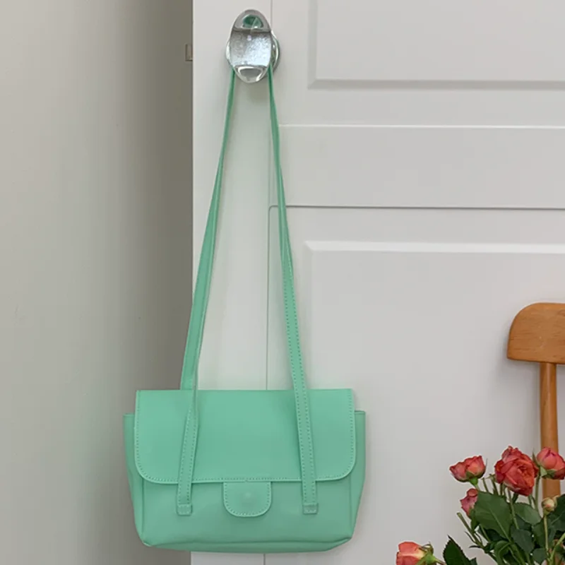 

Dopamine PVC Jelly Shoulder Bag Korean Exquisite Solid Colored Waterproof Girly Jelly Square handag Flap Magnetic Buckle Design
