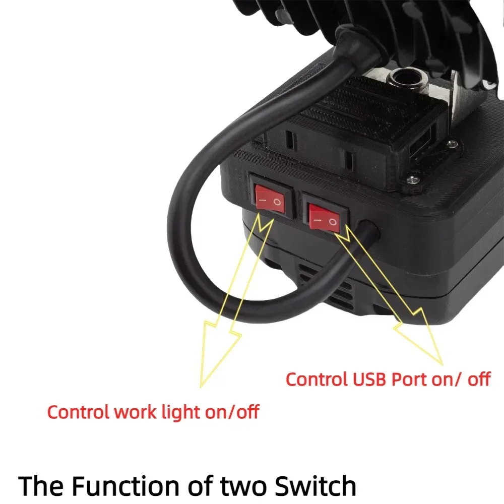 Luz de trabalho LED portátil para HITACHI/Hikoki HXP 18V luz externa alimentada por bateria com lanterna de acampamento com carga USB (sem bateria)