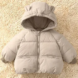 Baby Down Coat Boys Winter Thickened Jackets Girls Warm Hooded Outerwear Childrens Solid Color Cotton Parkas Kids Casual Parkas