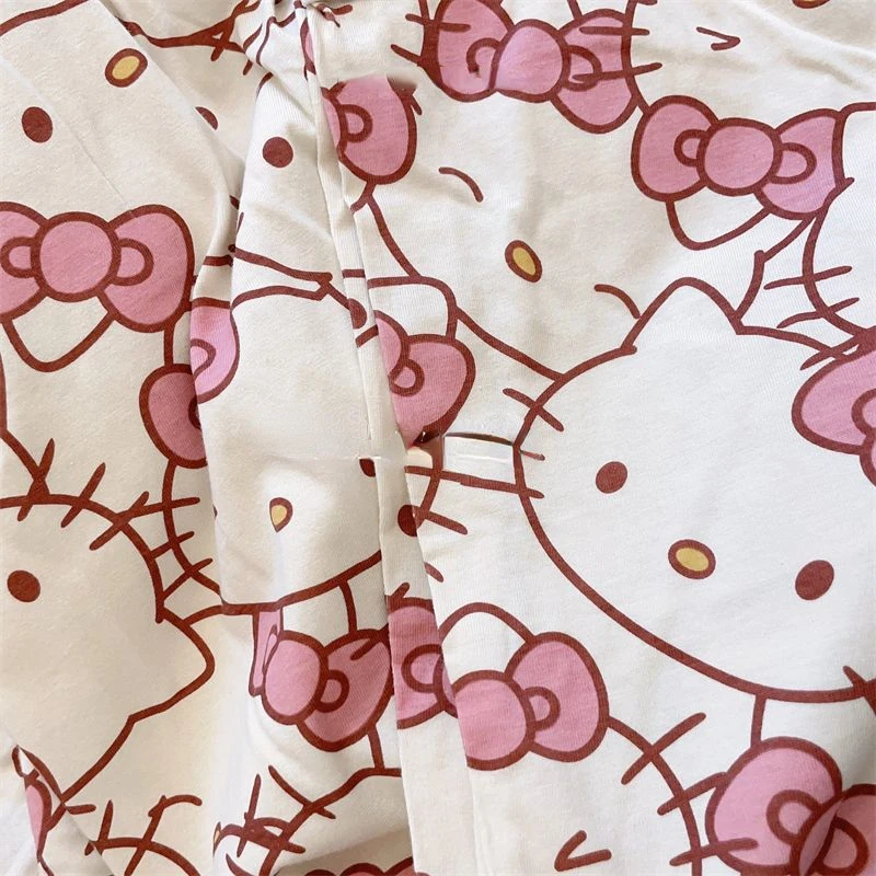 Sanrio Hallo Kitty Melodie Mode süße Pyjama Set für Frauen Frühling Herbst übergroße neue koreanische Stil niedlichen Studenten zu Hause Kleidung