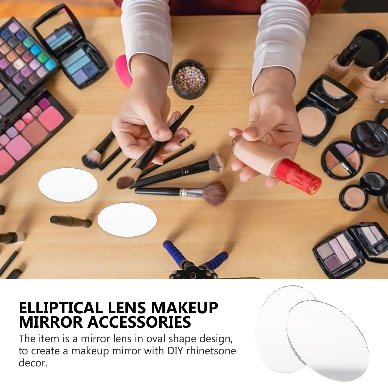 

20Pcs DIY Mirror Lens Oval Shape Alloy Mirror Mini Small Makeup Compact for Handbag Travel Daily Use Ladies