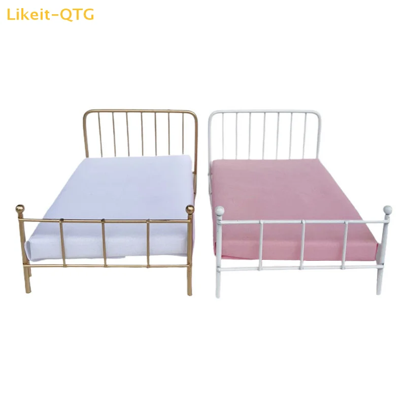 

Металлическая кровать-диван-кресло для кукольного домика 1:12, миниатюрная мебель для кукол, железный каркас, односпальная кровать, мини-модель, аксессуары для спальни кукольного домика