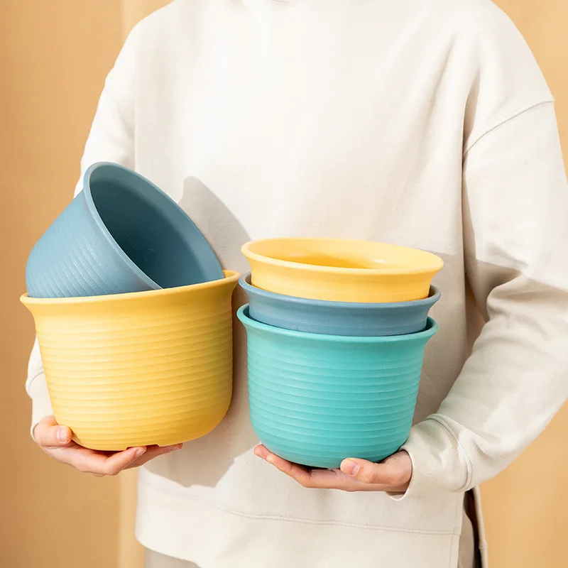 1/3/5Pcs Tabletop Flower Pot with Tray Thickened Plastic Round Flowerpots Succulent Plant Flower Nursery Pot Garden Decoration
