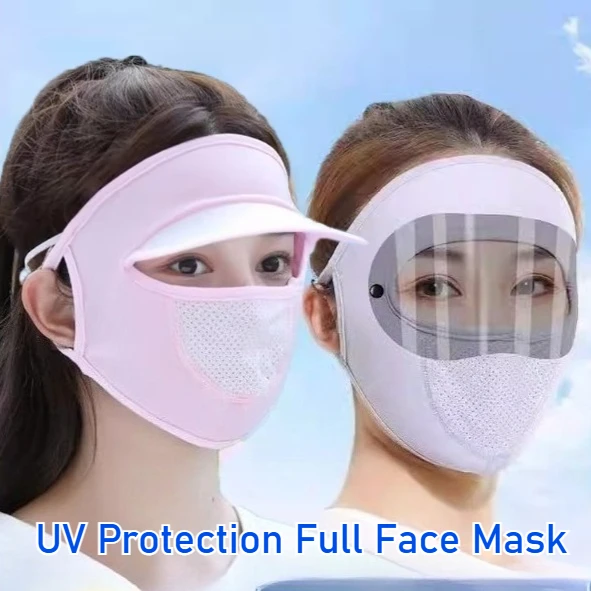 

UV Protection Full Face Mask for Women Summer Outdoor Cycling Windproof Dustproof Ice Silk Cover Sun Shield Goggles with Glasses