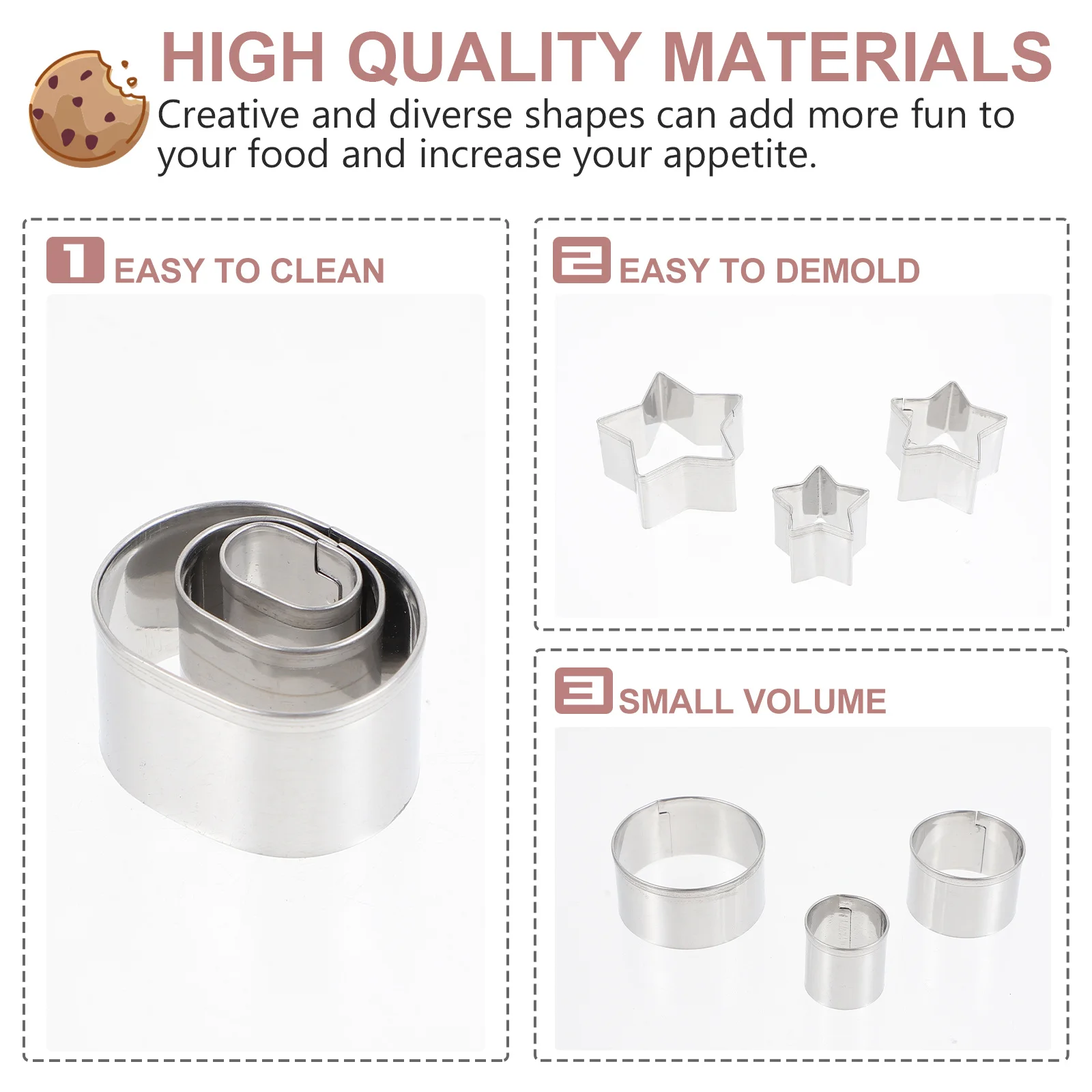 

Biscuit Mold Cookies Fondant Stainless Steel Molds Baking Supplies for Cakes Silver Mousse