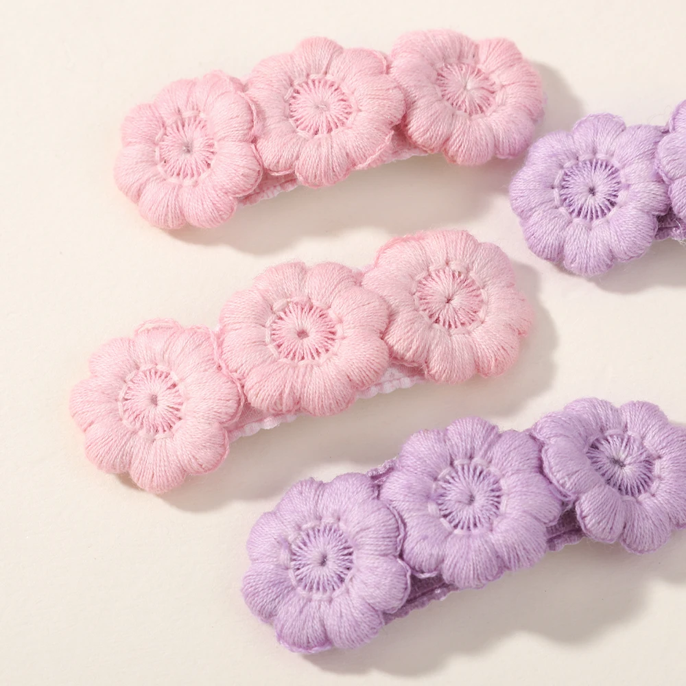 

2pcs/set Sweet Embroidery Floral Hair Clips Girls Vintage White Flower Hairpins Children BB Barrettes Baby Kids Hair Accessories