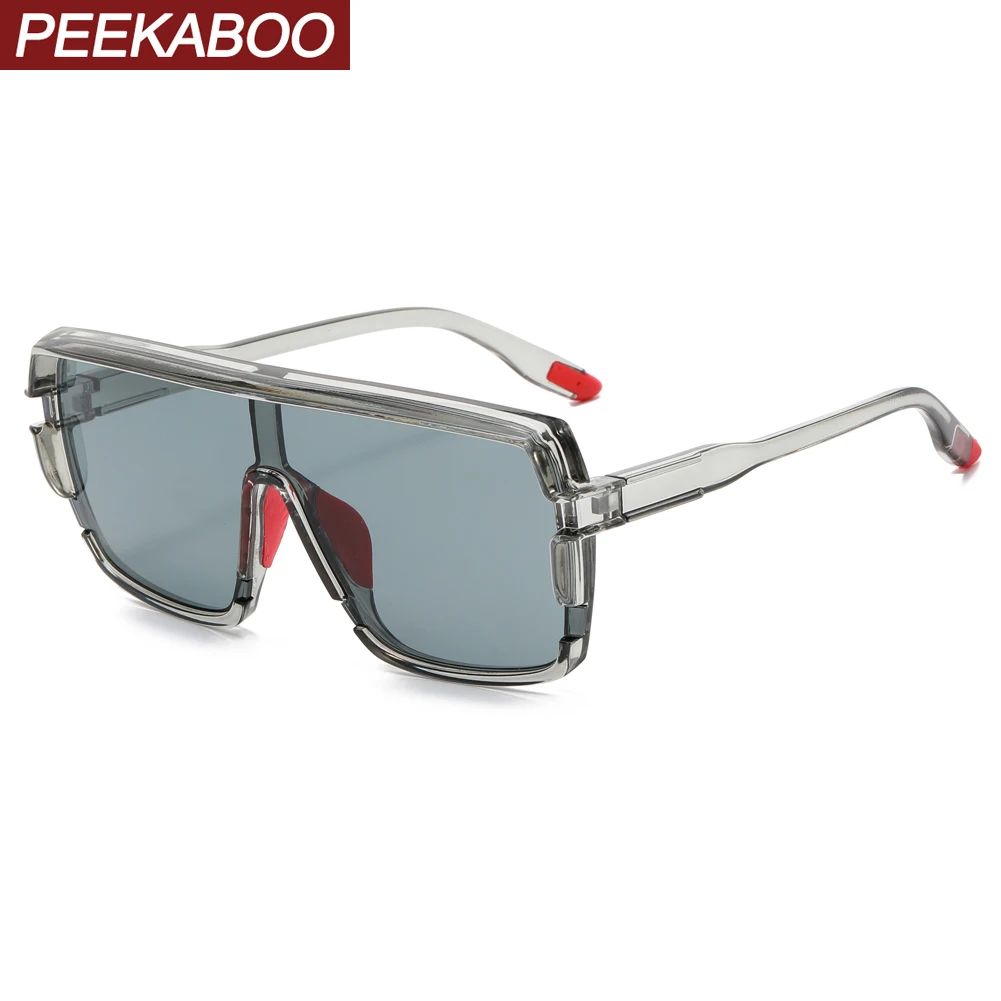 Peekaboo big frame sunglasses male PC frame one piece lens square sun glasses for women green purple uv400 2023 accessories