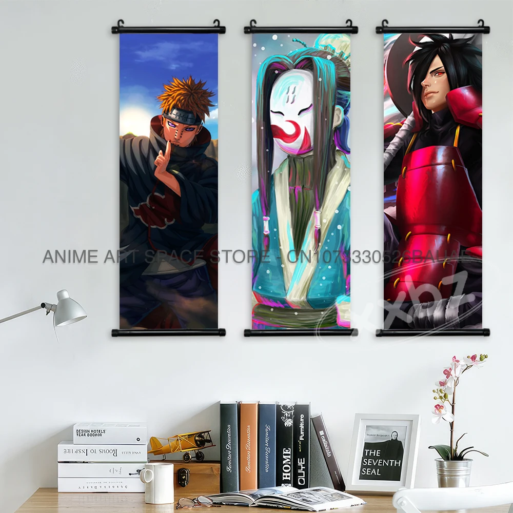 Naruto Hanging Painting Wall Art Uchiha Sasuke Deidara Scroll Picture Anime Yamanaka Ino Home Decor Canvas Poster Latest Gift