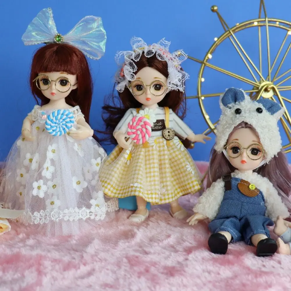 Attraktive Augen, 17 cm, Bjd-Puppe mit Kleidung und Perücke, Make-up, elegante Prinzessin, Anzieh-BJD-Puppen, langes Haar, Anime
