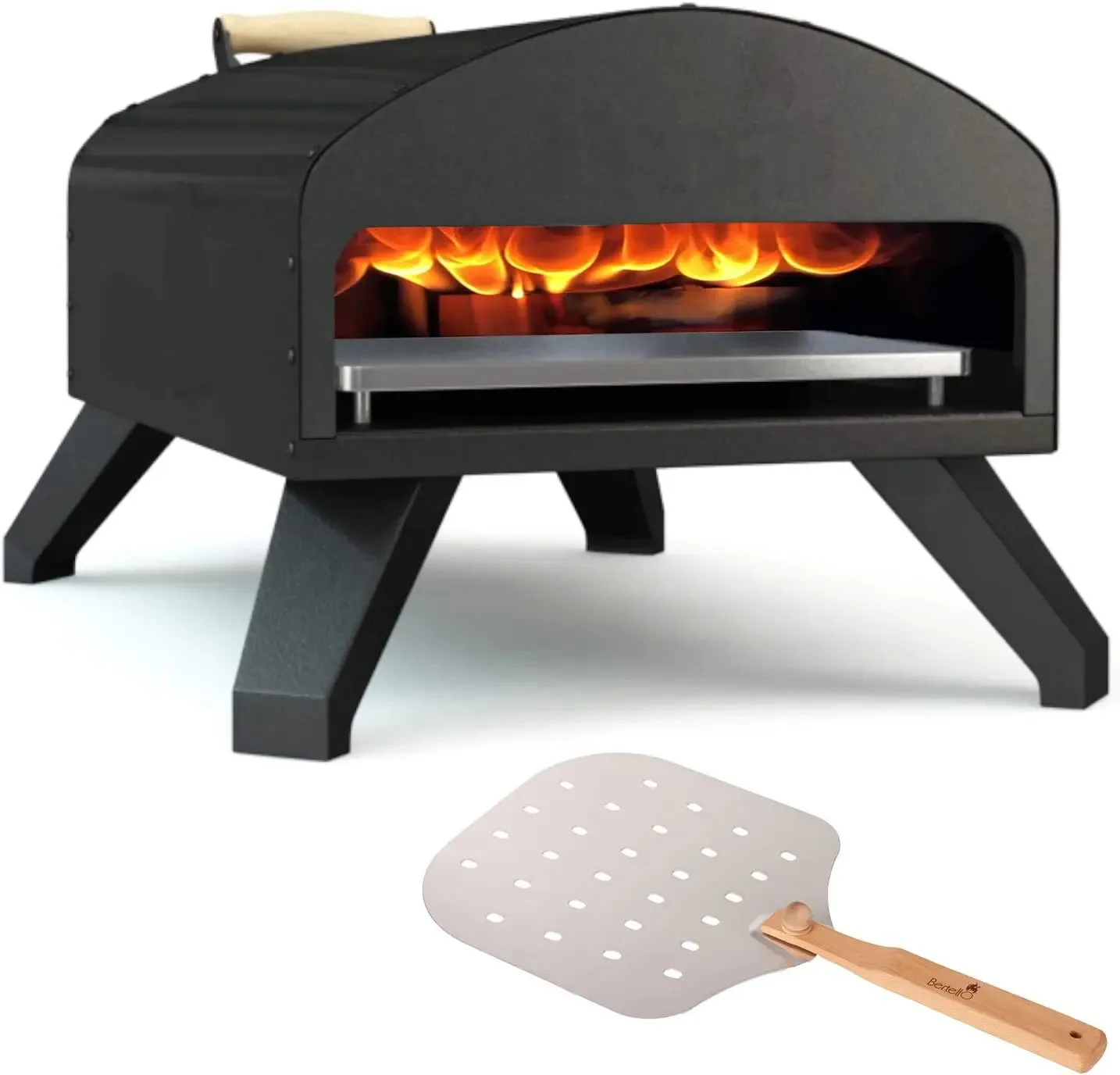 Outdoor Oven Black And Peel Combo Portable Wood Fire Brick Oven,  Pizza Maker As Seen On Shark Tank