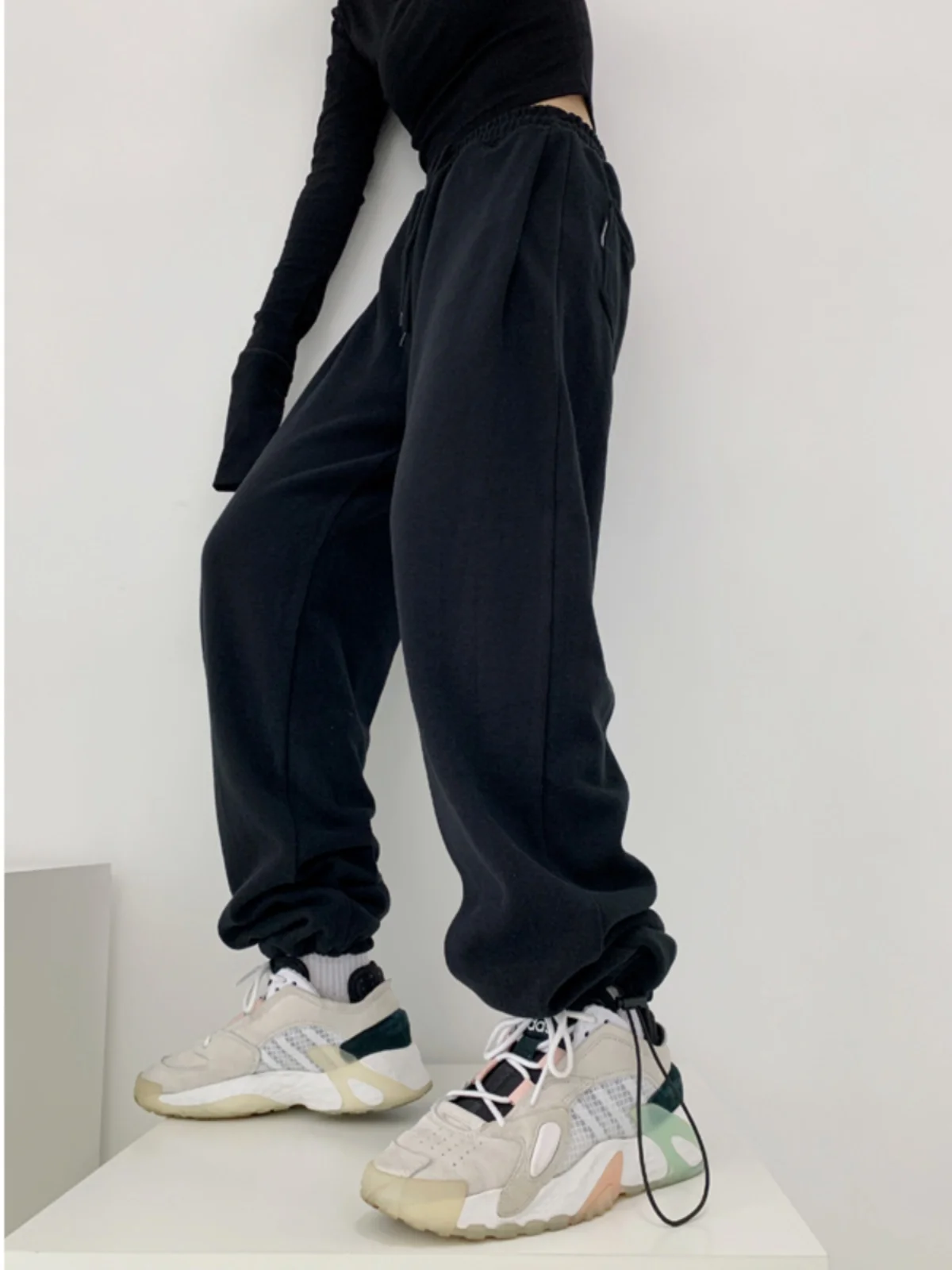 

Bla Loose Fit Dstring Street Sle Sports Pants for Women High Waist Long Trousers Casual Loose Leggings by Anaobai Ameicom