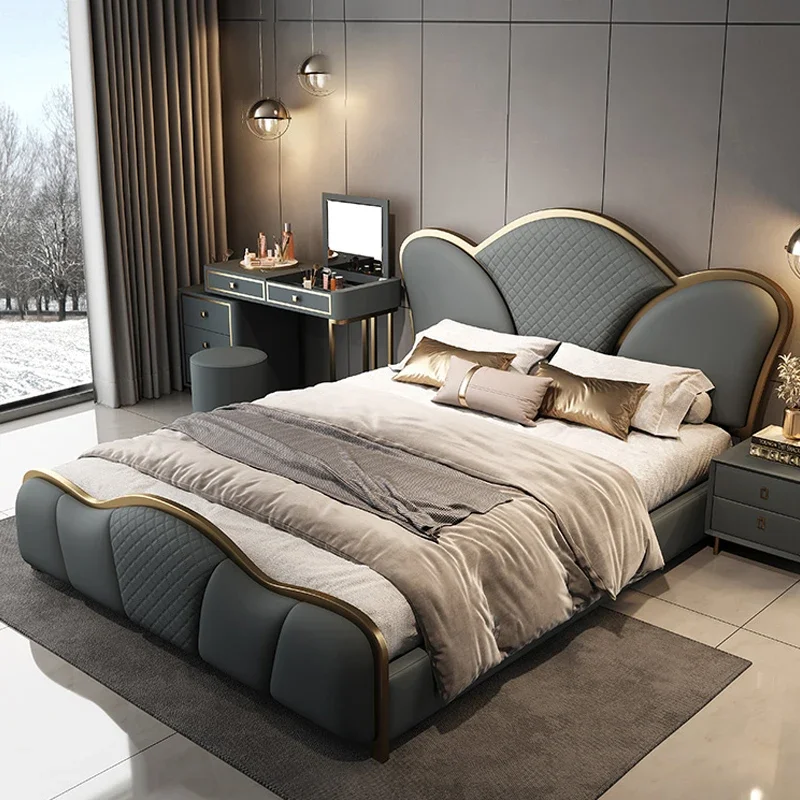 Modern Luxury High Quality Bedroom Furniture Queen Bed Frame King Size Up-holstered Beds Double Beds