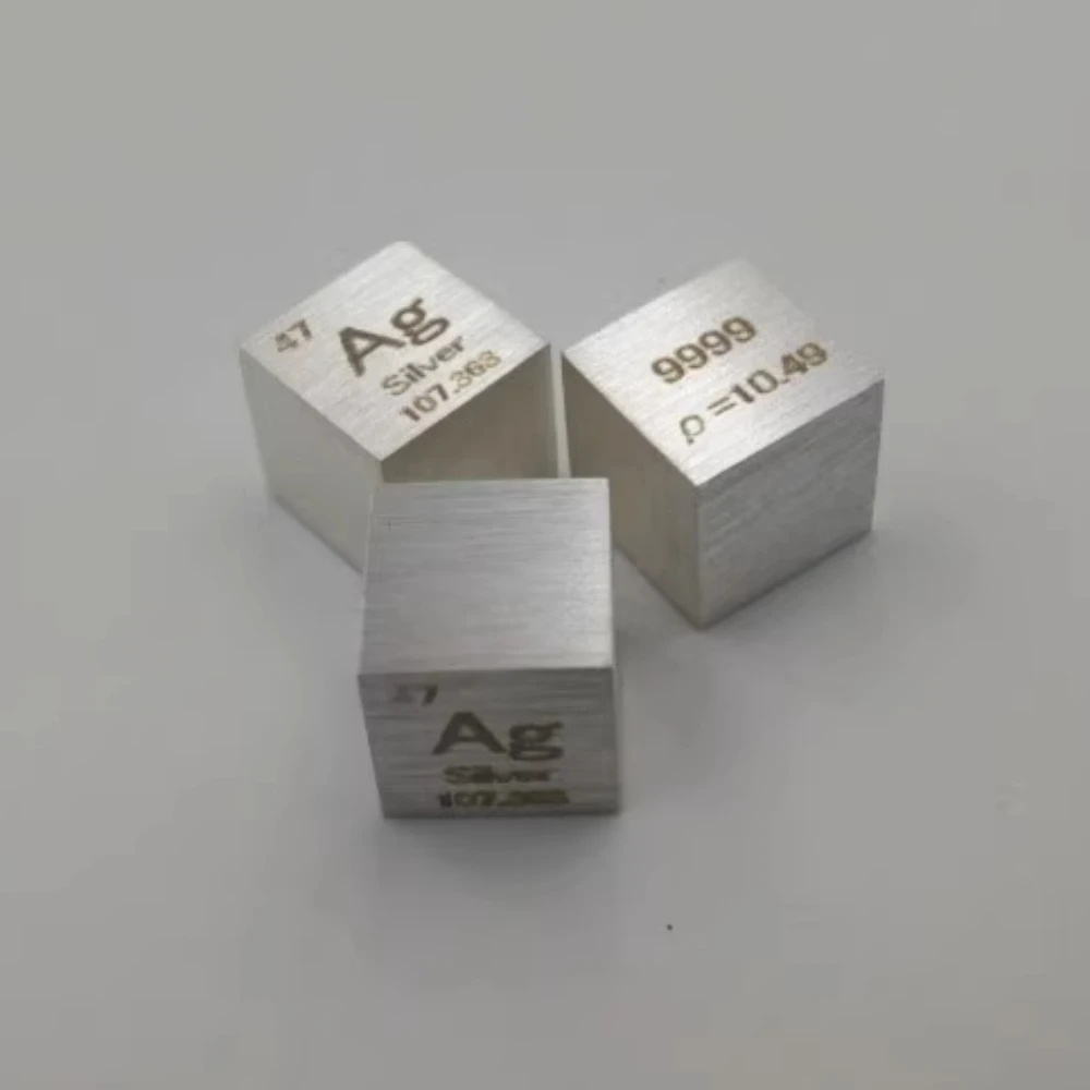 Silver Cube Ornament Metal Collection Display Decoration Scientific Research Education Model Periodic Table Enthusiast Gift