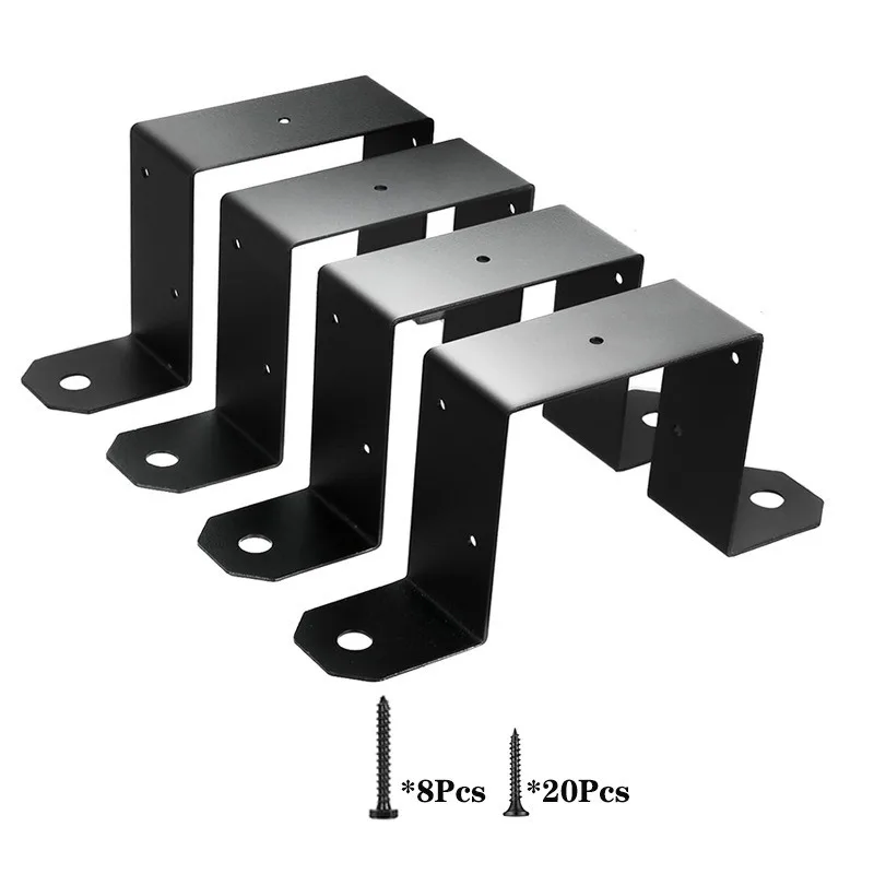 Heavy‑Duty Fence Post Bracket Deck Post Mount U‑Shaped Metal Strap for 4x4 Inch Wooden Post