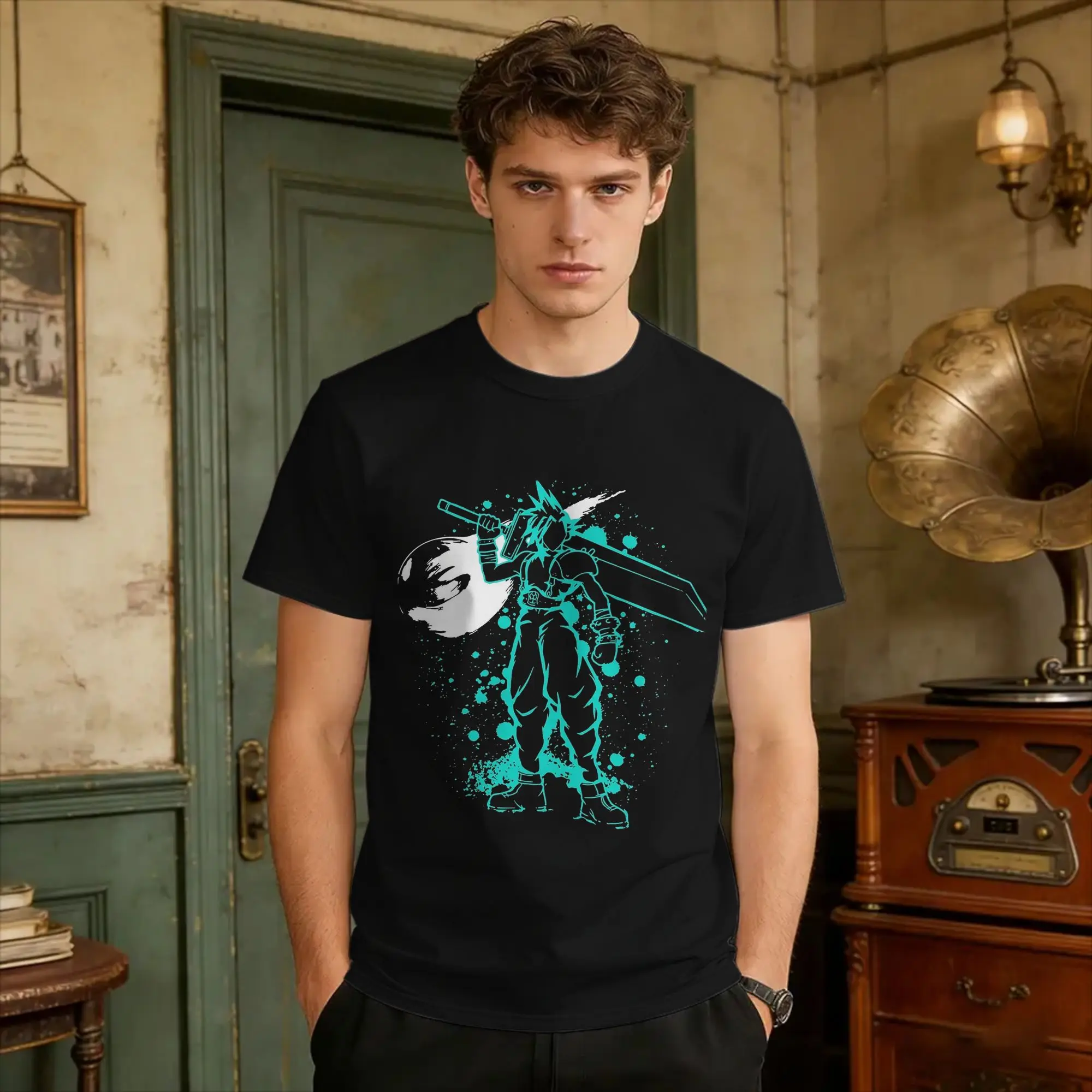 Green  T Shirt Summer Finals Fantasys VII Vintage T Shirts 100 Cotton Harajuku Tshirt For Men Casual Clothes