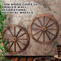 Wood Wagons Wheel Decorative Wooden Wheels Old Western Style Wagon Wheels Decor Vintage Rustic Wall Hanging Wood Cartwheel