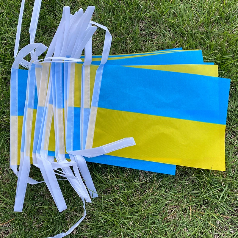 Aerlxemrbrae  5.5M 20pcs/set14cmx21cm  Ukraine  String Flag Ukraine Hanging Mini Flag  Window Flag