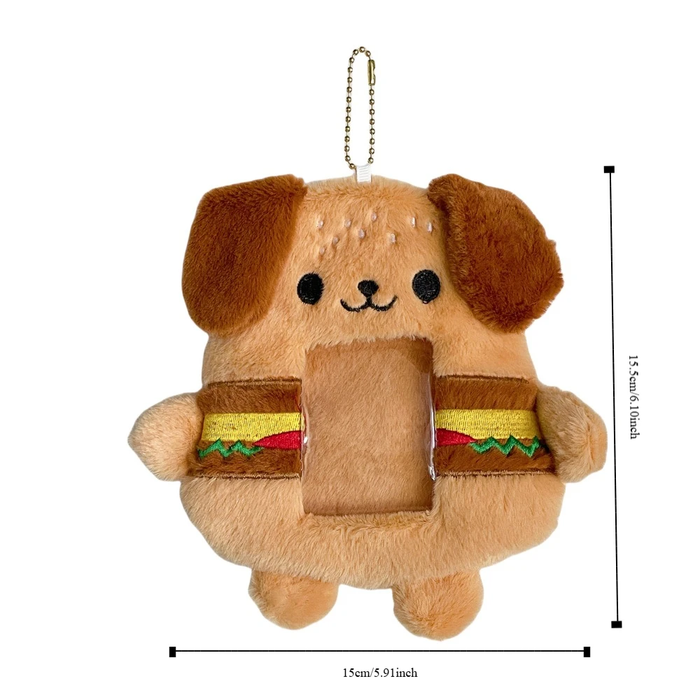 Protector de tarjeta de hamburguesa y perro, juego de protección de identificación de PVC, soporte de felpa para sesión fotográfica, funda deslizante, bolsa de tarjeta de dibujos animados, nuevo