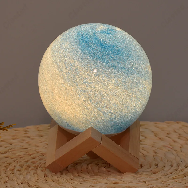 Creative และ Minimalist LED Glass Planet Night Light ห้องนอนบรรยากาศการนอนหลับโคมไฟข้างเตียงโคมไฟ