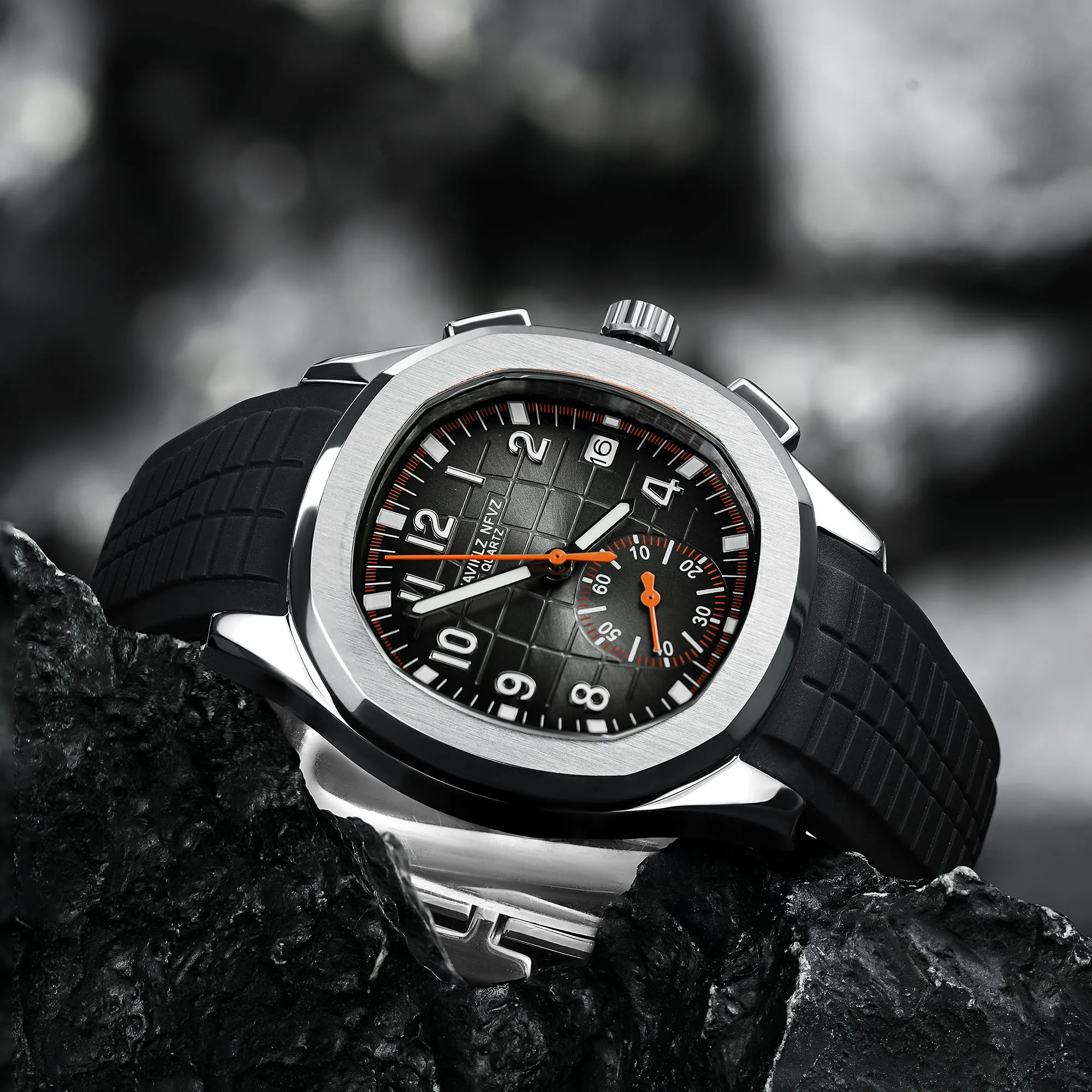 

NAVIFLZ NFVZ Новые популярные мужские часы, лучшие брендовые роскошные кварцевые наручные часы с хронографом, резиновые мужские часы Relogio Masculino