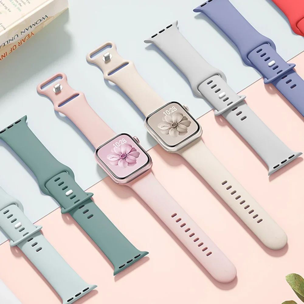 سيليكون حزام الساعات ل أبل 10 46 مللي متر 42 مللي متر 9 8 7 45 مللي متر 41 مللي متر الترا 2 49 مللي متر سوار رياضي معصمه iWatch 6 5 4 SE 44 مللي متر 40 مللي متر