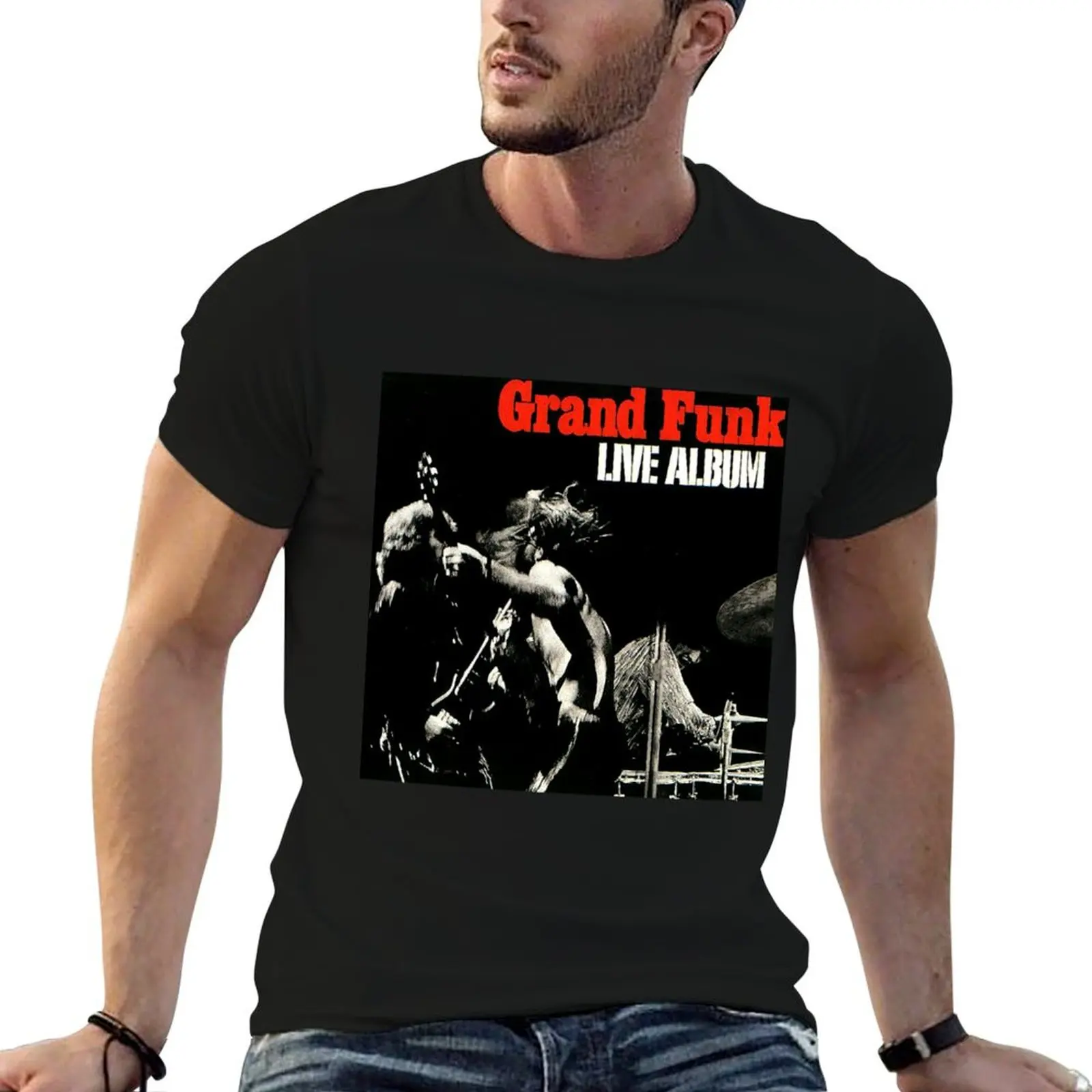 Grand Funk Railroad live album T-Shirt animal prinfor boys sports fans Blouse new edition oversized t shirts for men